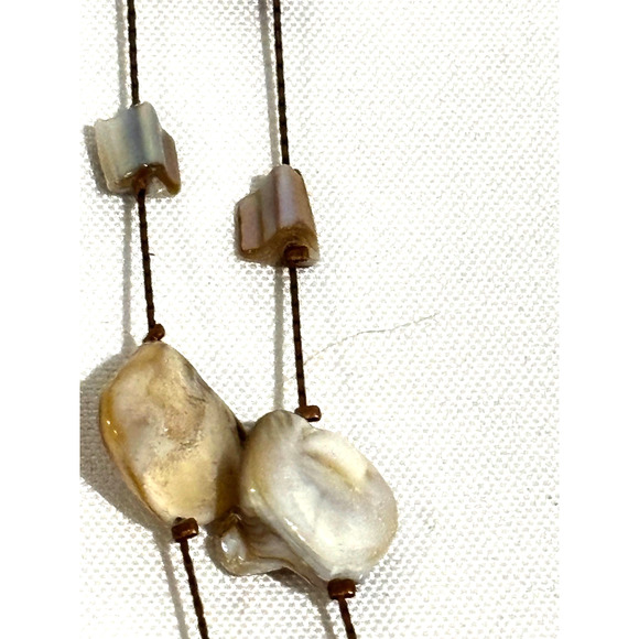 Multilayer Copper Natural Stone Pearl shell Beaded Classy Chain Necklace Boho - Picture 3 of 6